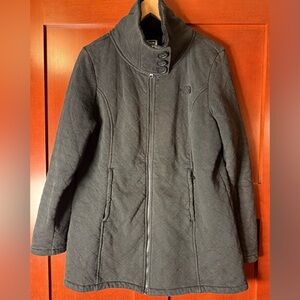 The North Face Women's Charcoal Quilted Coat With Faux Fur Lining XL